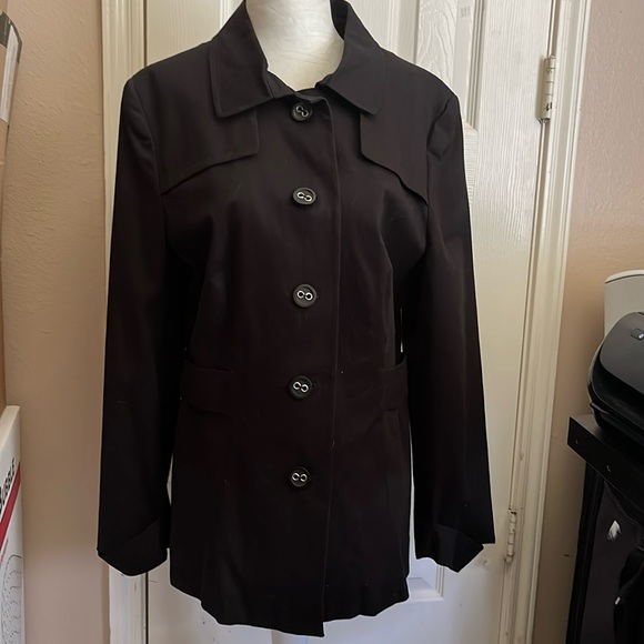 Apostrophe Black Short Trench Coat (Style) - Picture 1 of 5
